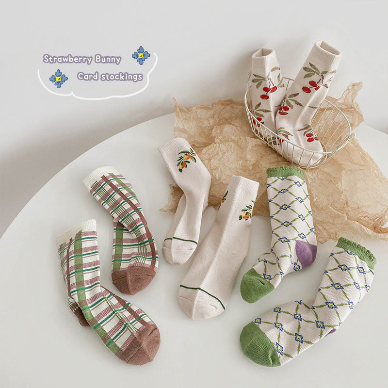 Unisex Fruit Checked Accessories Socks Wholesale