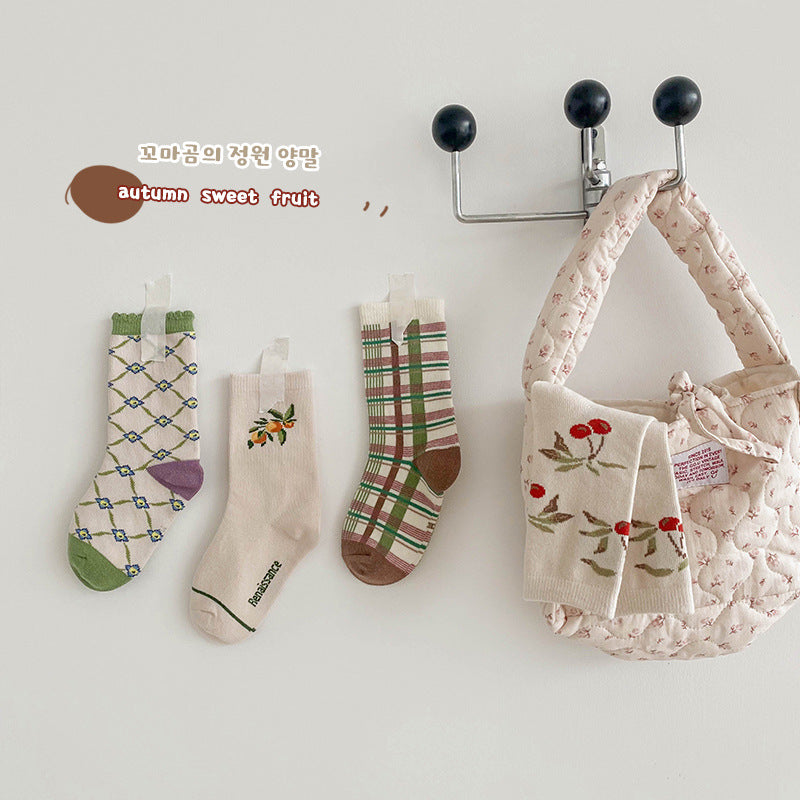Unisex Fruit Checked Accessories Socks Wholesale