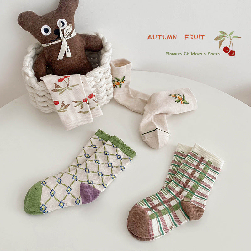 Unisex Fruit Checked Accessories Socks Wholesale