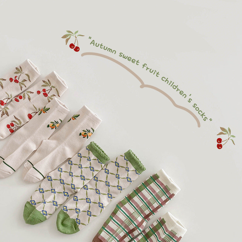 Unisex Fruit Checked Accessories Socks Wholesale