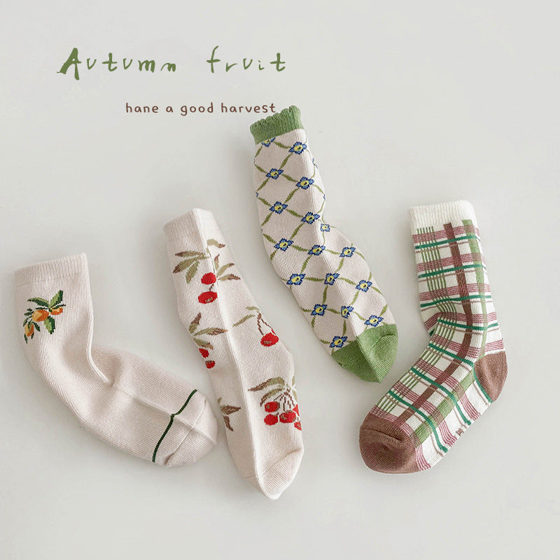 Unisex Fruit Checked Accessories Socks Wholesale