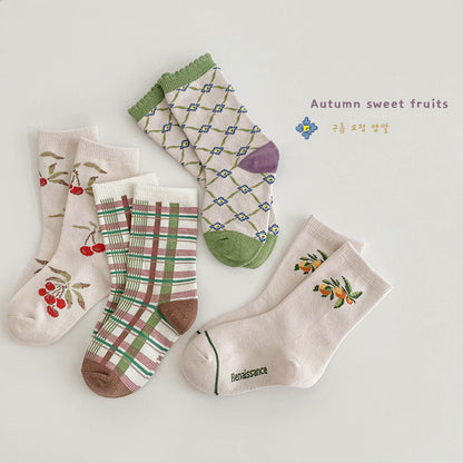 Unisex Fruit Checked Accessories Socks Wholesale