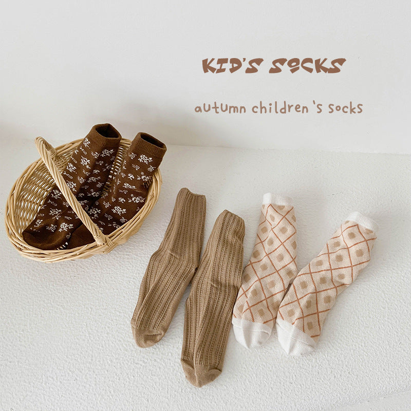 Unisex Striped Flower Checked Print Accessories Socks Wholesale 230114344