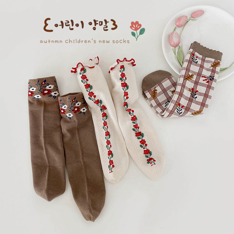 Unisex Flower Checked Accessories Socks Wholesale