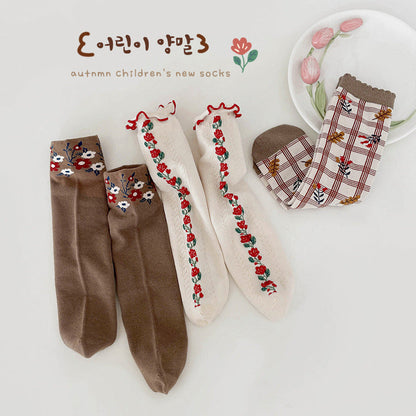 Unisex Flower Checked Accessories Socks Wholesale