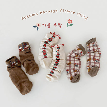Unisex Flower Checked Accessories Socks Wholesale