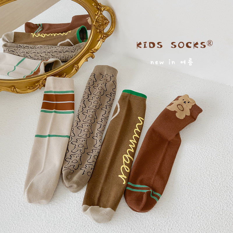 Unisex Striped Letters Cartoon Print Accessories Socks