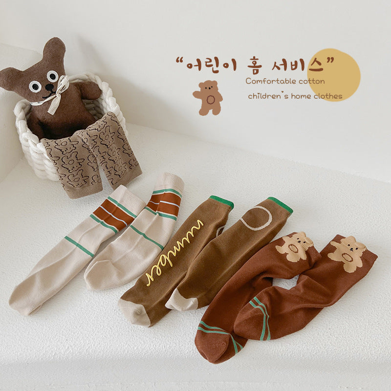 Unisex Striped Letters Cartoon Print Accessories Socks