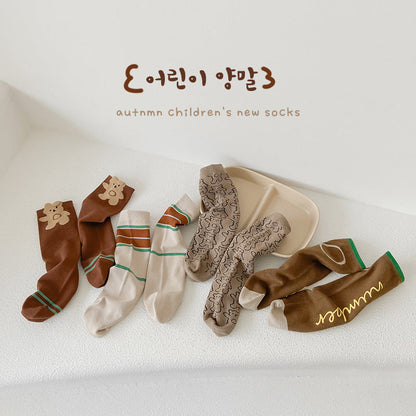 Unisex Striped Letters Cartoon Print Accessories Socks