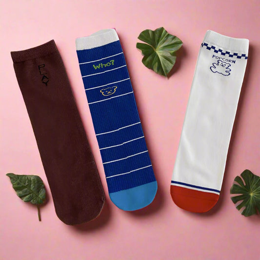Unisex Striped Letters Cartoon Print Accessories Socks