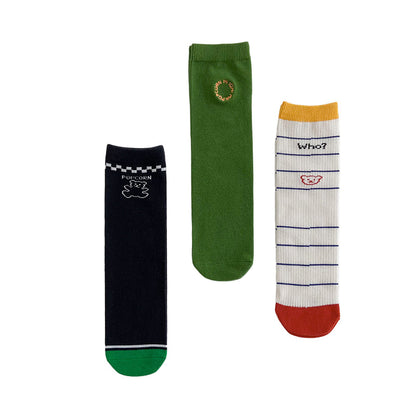 Unisex Striped Letters Cartoon Print Accessories Socks