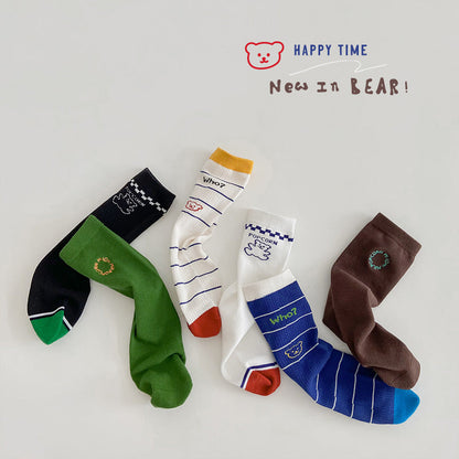 Unisex Striped Letters Cartoon Print Accessories Socks