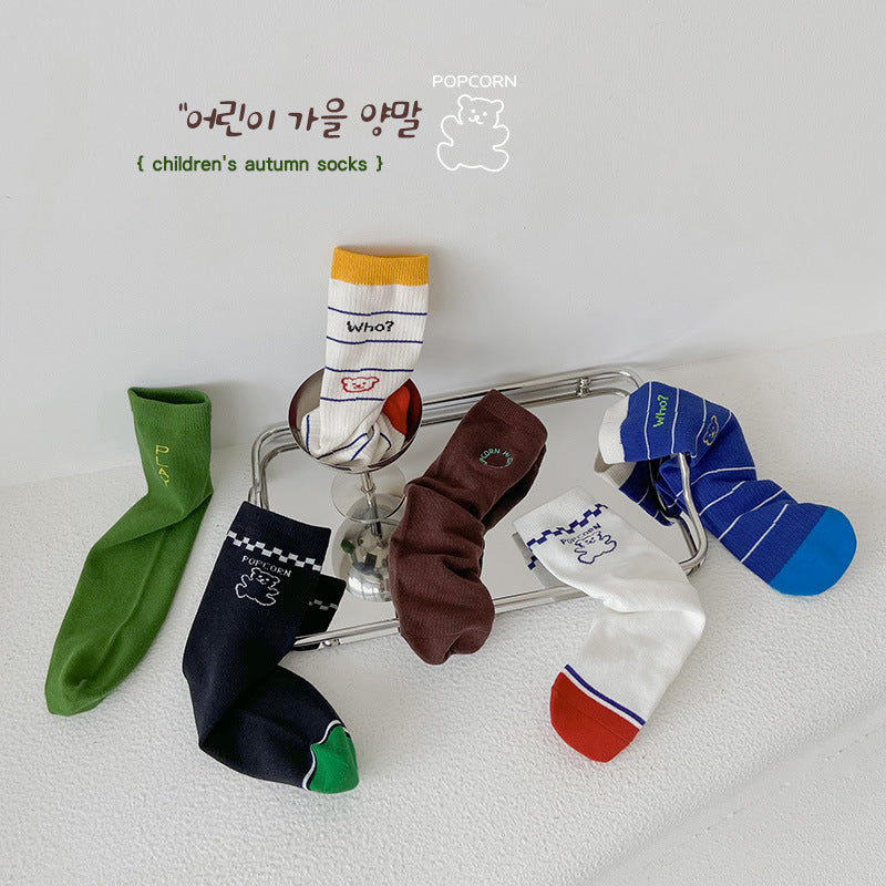 Unisex Striped Letters Cartoon Print Accessories Socks