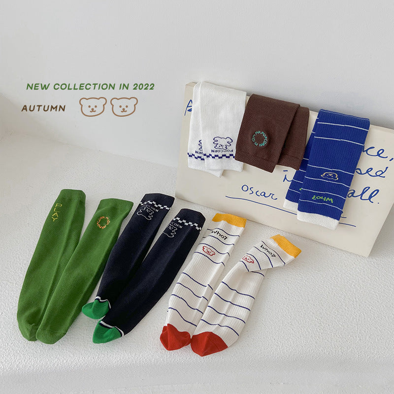 Unisex Striped Letters Cartoon Print Accessories Socks