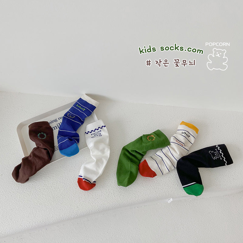 Unisex Striped Letters Cartoon Print Accessories Socks