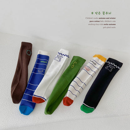 Unisex Striped Letters Cartoon Print Accessories Socks