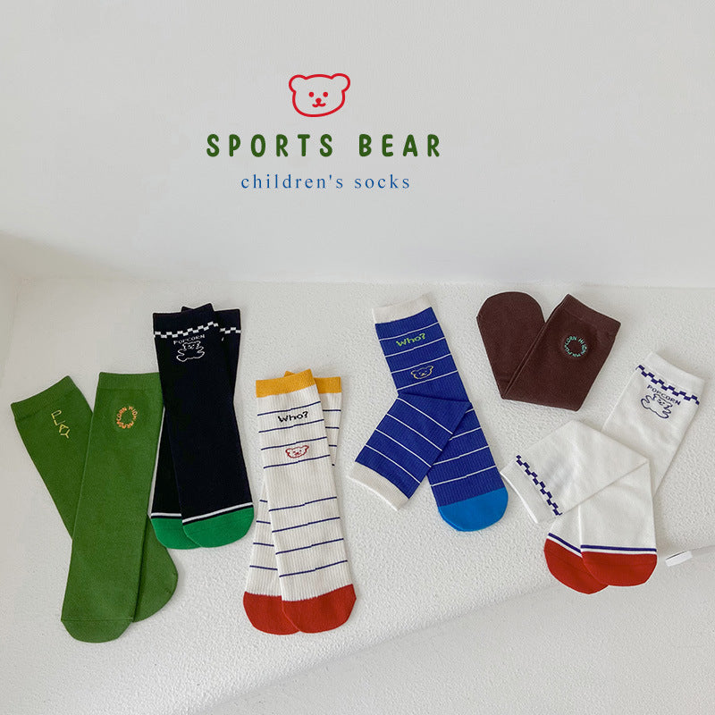 Unisex Striped Letters Cartoon Print Accessories Socks