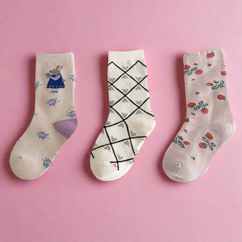 Girls Fruit Cartoon Print Accessories Socks