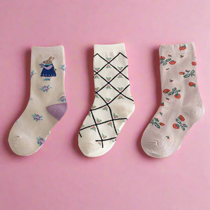 Girls Fruit Cartoon Print Accessories Socks