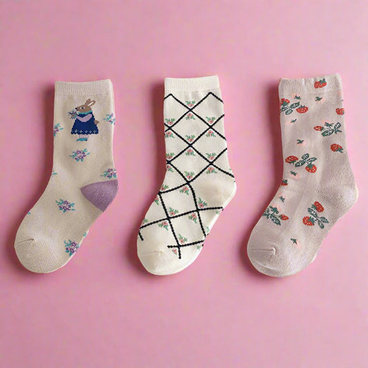 Girls Fruit Cartoon Print Accessories Socks