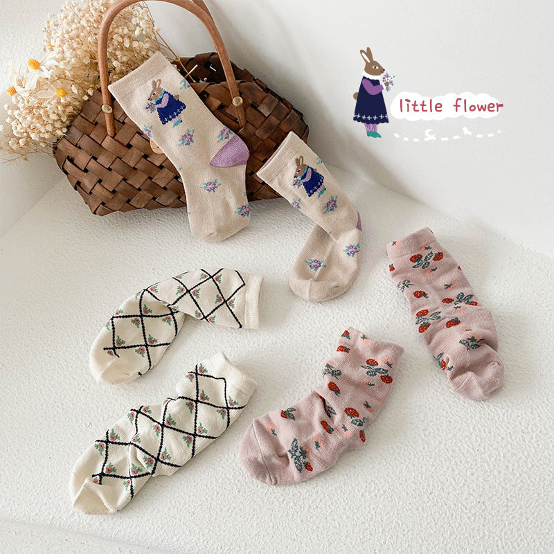 Girls Fruit Cartoon Print Accessories Socks