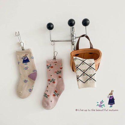 Girls Fruit Cartoon Print Accessories Socks