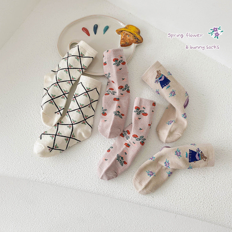 Girls Fruit Cartoon Print Accessories Socks