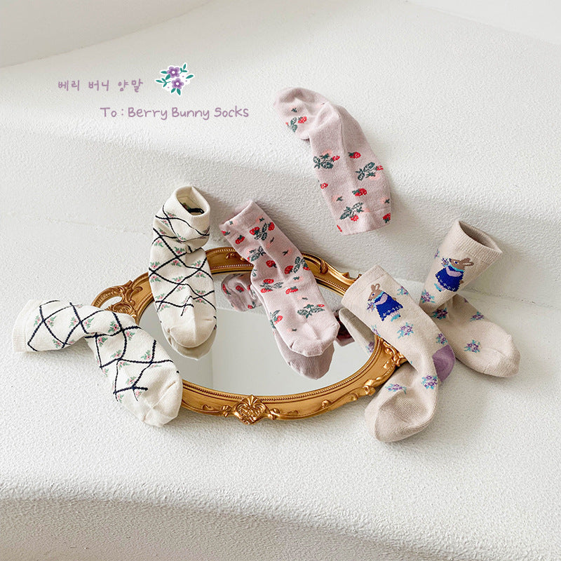 Girls Fruit Cartoon Print Accessories Socks