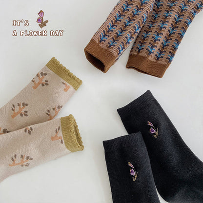 Unisex Plant Embroidered Print Accessories Socks Wholesale 230114353