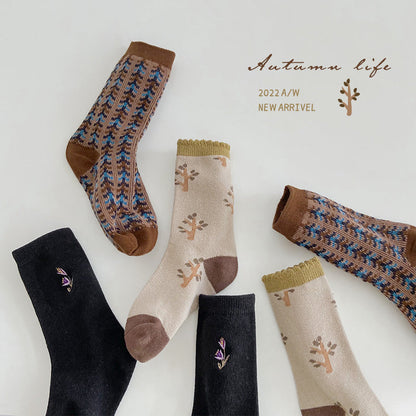 Unisex Plant Embroidered Print Accessories Socks Wholesale 230114353