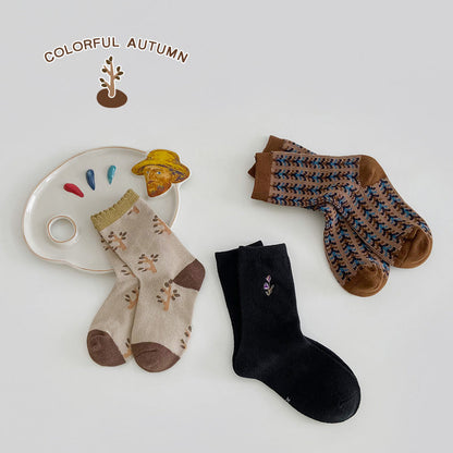 Unisex Plant Embroidered Print Accessories Socks Wholesale 230114353