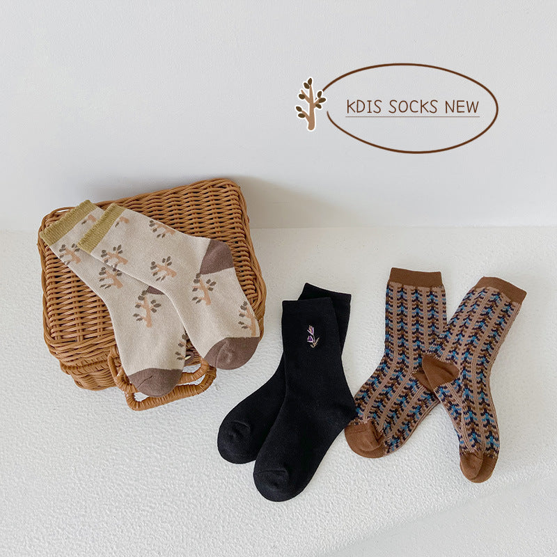 Unisex Plant Embroidered Print Accessories Socks Wholesale 230114353