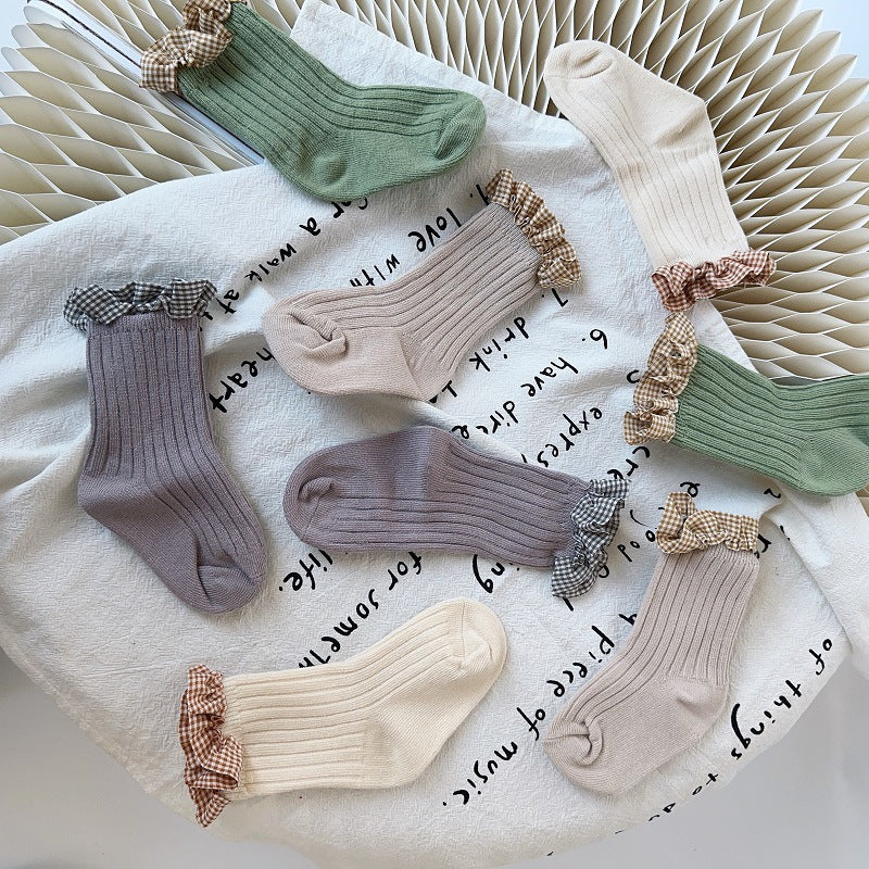 Girls Checked Accessories Socks Wholesale