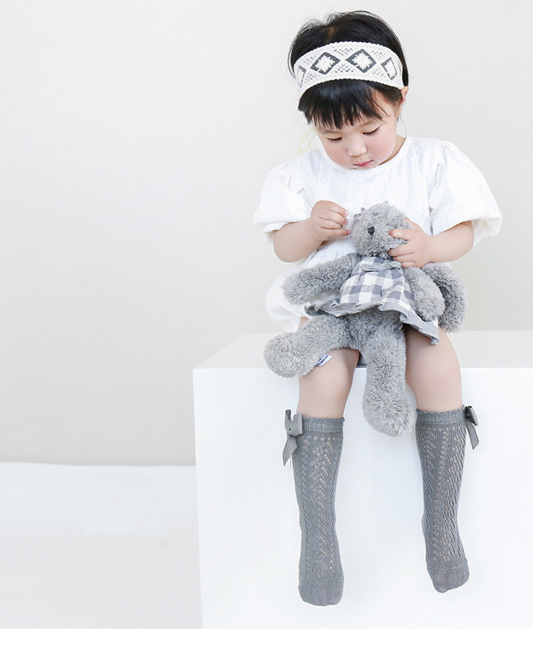Girls Solid Color Bow Accessories Socks Wholesale 230228300