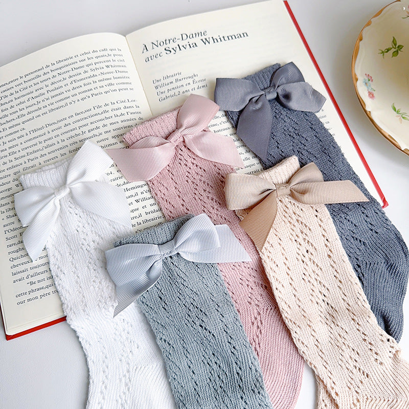 Girls Solid Color Bow Accessories Socks Wholesale 230323654