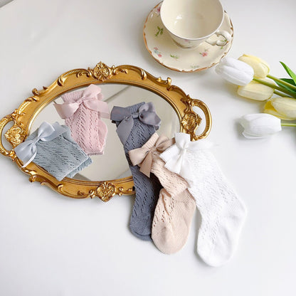 Girls Solid Color Bow Accessories Socks Wholesale 230323654