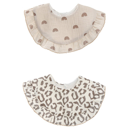 Baby Unisex Rainbow Love heart Polka dots Print Baby Bibs