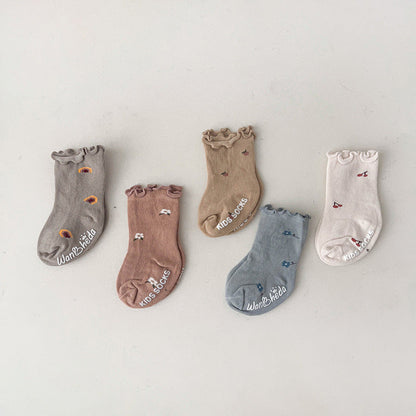 Baby Kid Girls Flower Fruit Print Accessories Socks