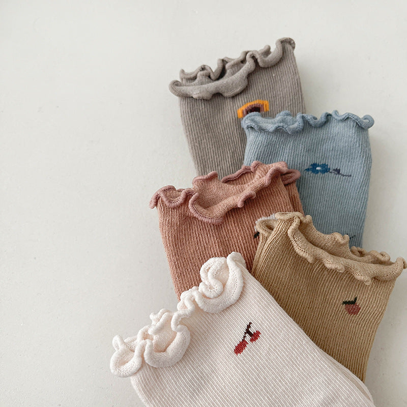 Baby Kid Girls Flower Fruit Print Accessories Socks