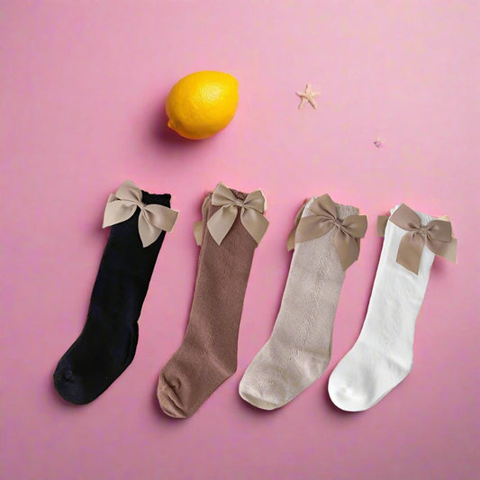 Baby Kid Girls Solid Color Bow Accessories Socks