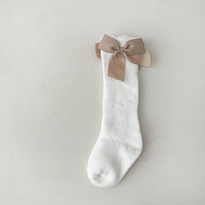 Baby Kid Girls Solid Color Bow Accessories Socks