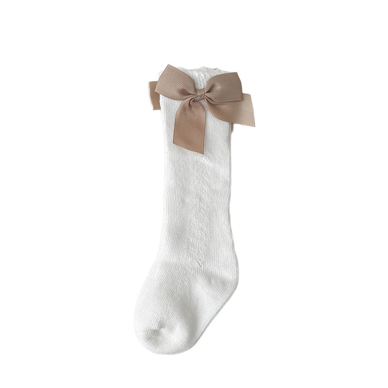 Baby Kid Girls Solid Color Bow Accessories Socks
