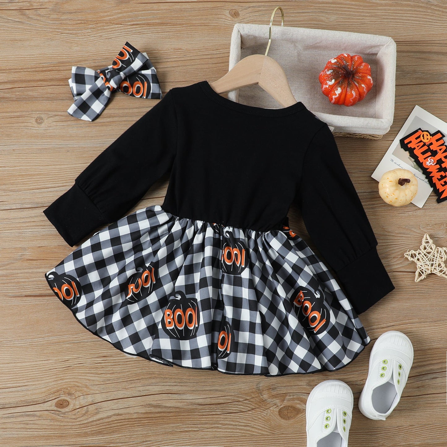 Baby Kid Girls Checked Print Halloween Rompers Wholesale