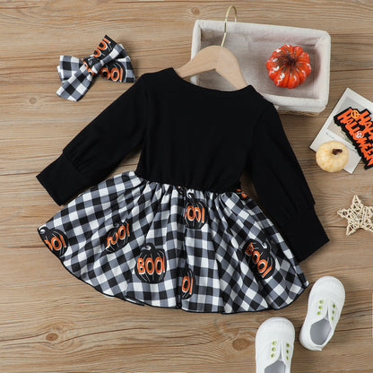 Baby Kid Girls Checked Print Halloween Rompers Wholesale