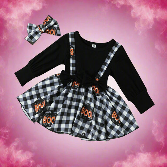 Baby Kid Girls Checked Print Halloween Rompers Wholesale