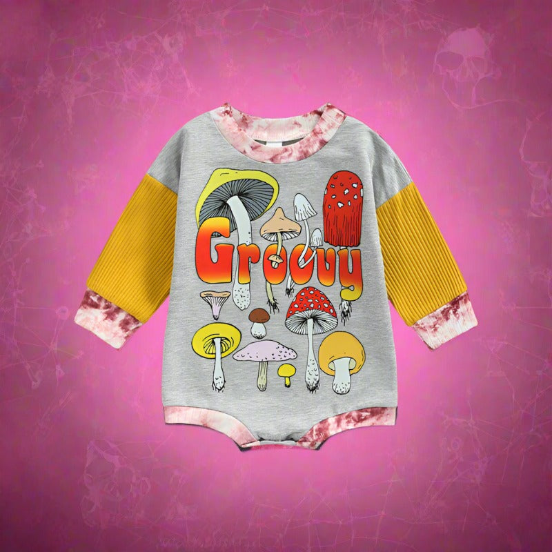 Baby Girls Letters Color-blocking Print Halloween Rompers