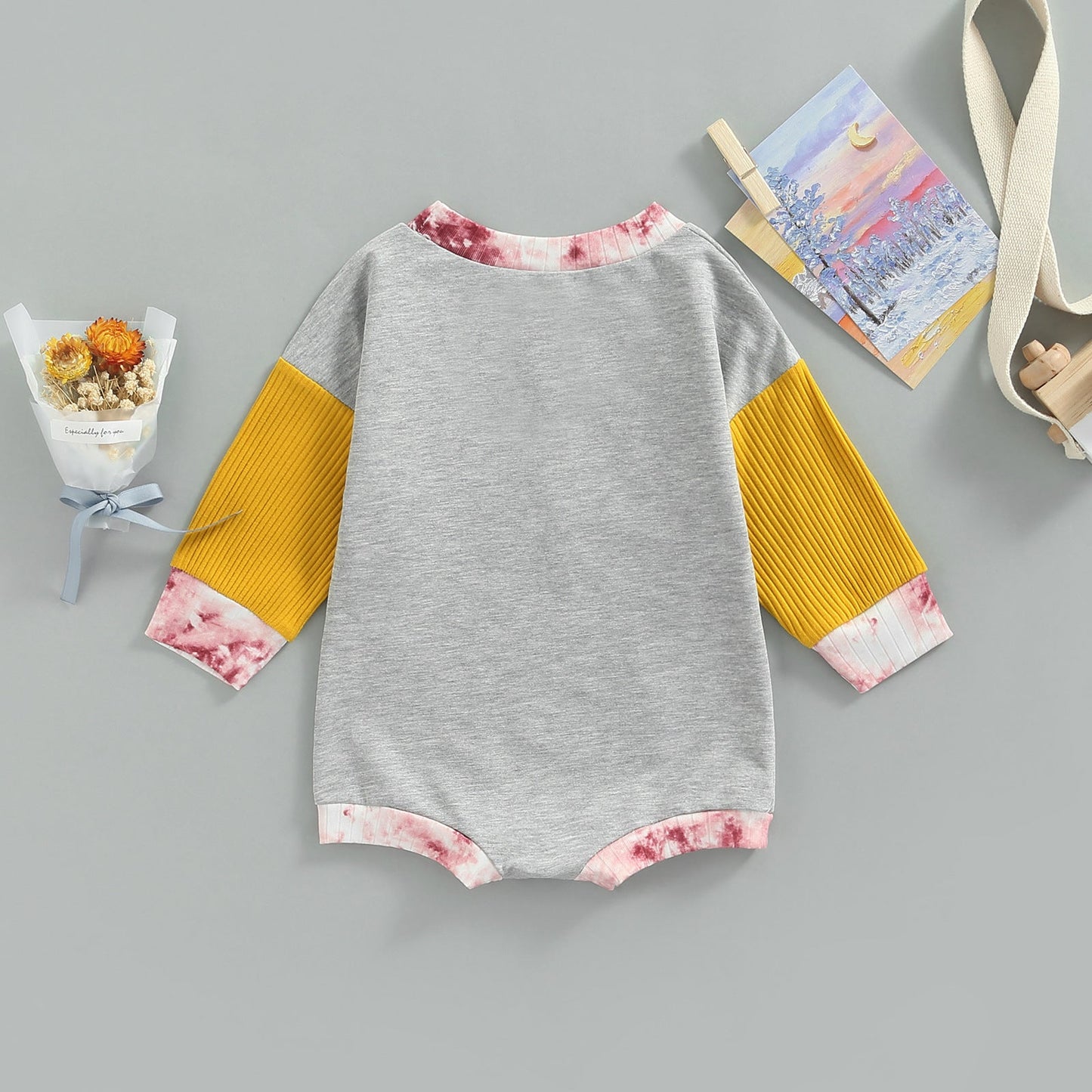 Baby Girls Letters Color-blocking Print Halloween Rompers