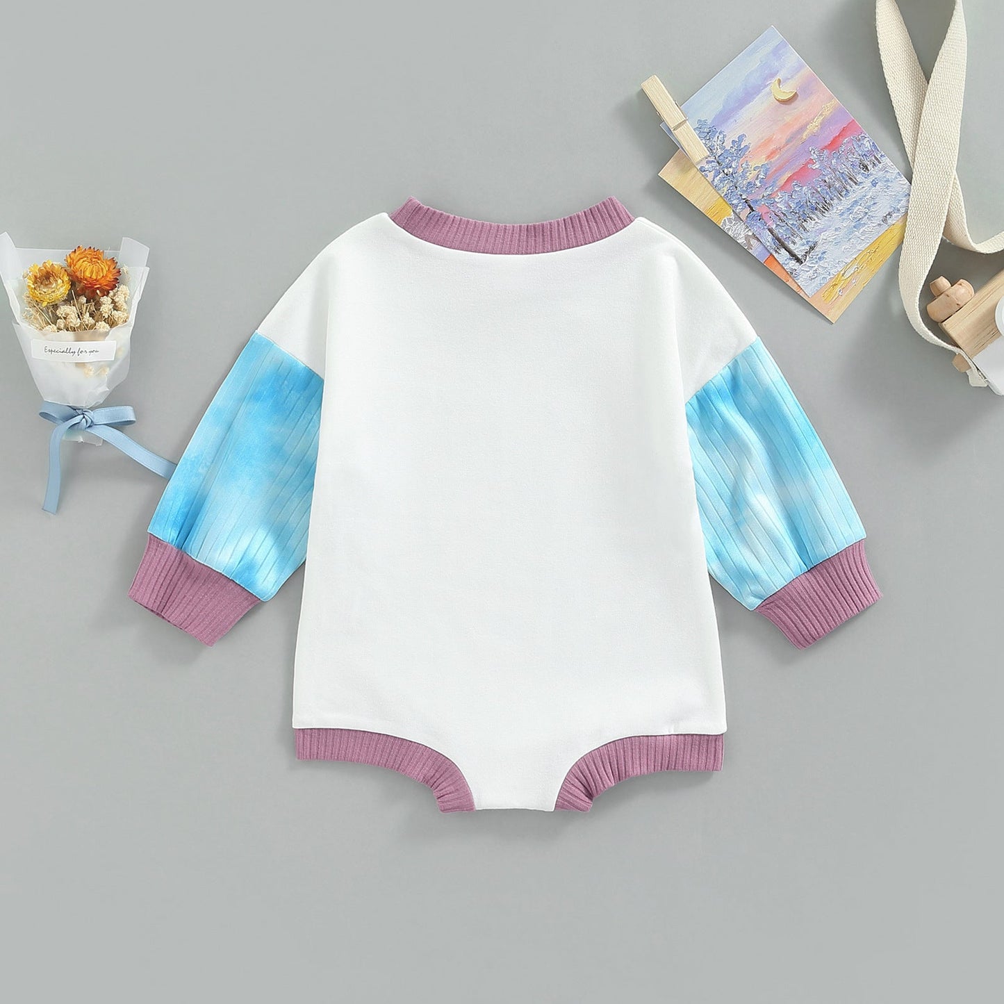 Baby Girls Letters Color-blocking Print Halloween Rompers