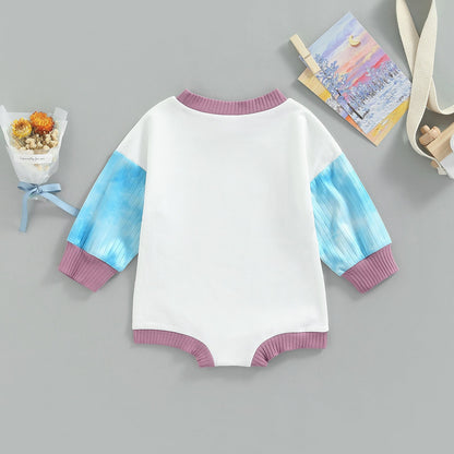 Baby Girls Letters Color-blocking Print Halloween Rompers