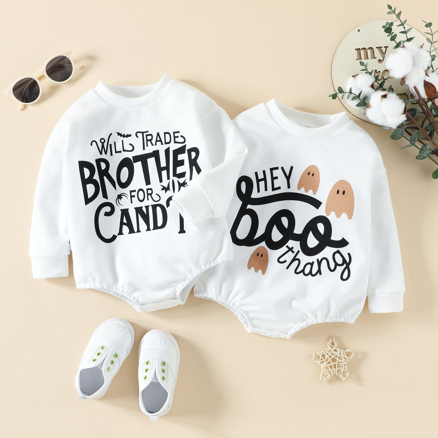Baby Kid Girls Boys Letters Print Halloween Rompers Wholesale